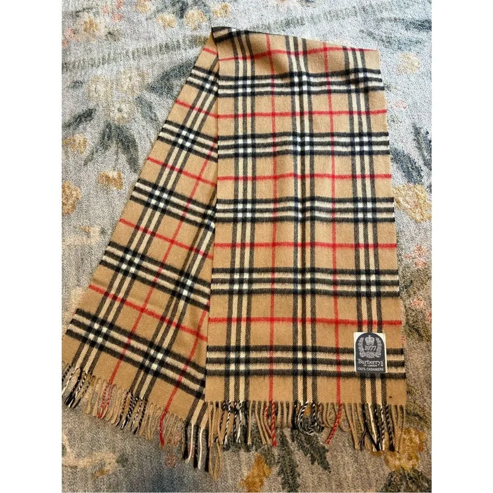 Authentic Vintage Burberry Nova Check Scarf 100% Cashmere
